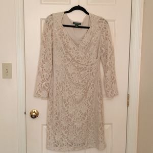 Ralph Lauren Sequin Lace Cream color Sheath dress